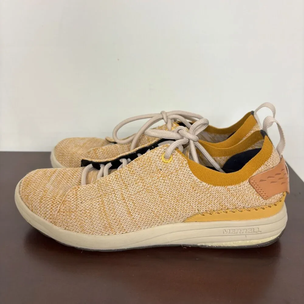 Merrell Gridway Moccasin Textile Knit Vibram Sneaker Yellow Gold Women's 8.5